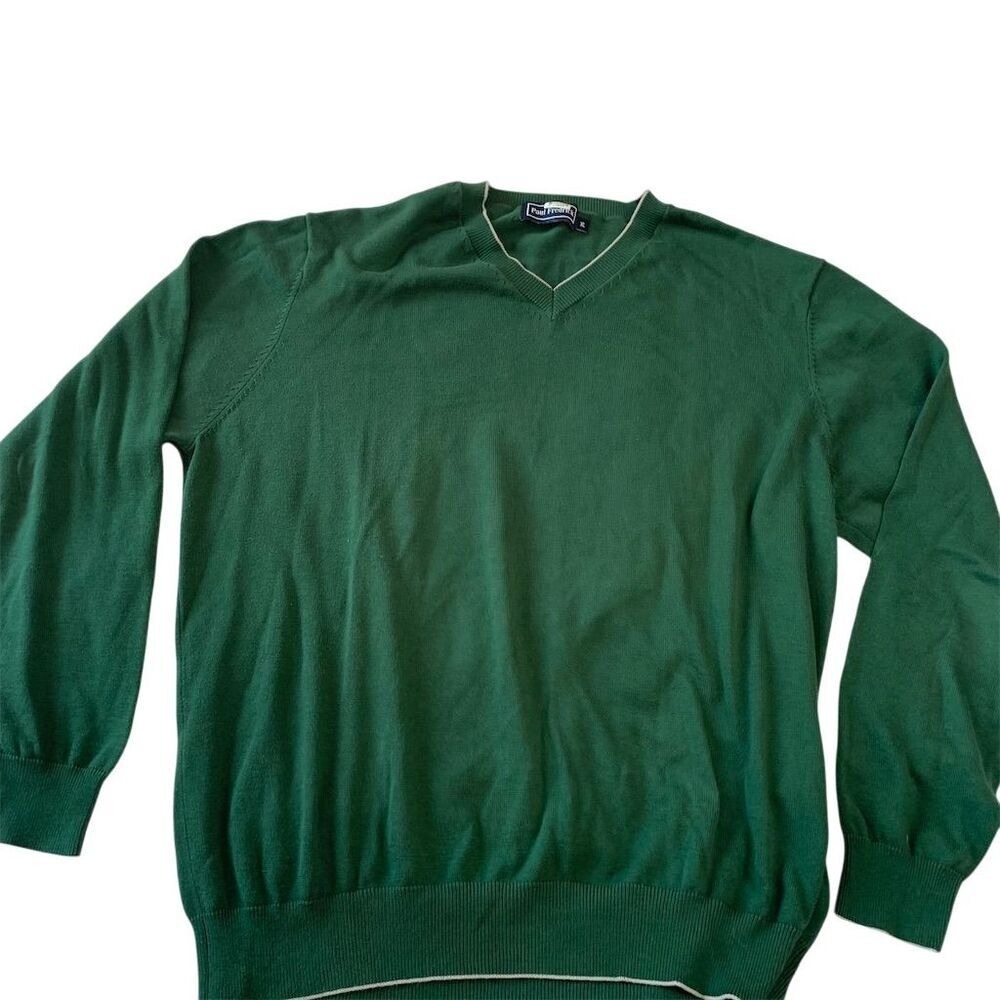 Paul‎ Fredrick Men's XL Green V-Neck Pullover Sweater Casual Fall